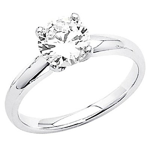 Round Cut Solitaire 14K White Gold CZ Engagement Ring