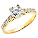 Round Cut Center Prong Set 14K Yellow Gold CZ Engagement Ring thumb 0