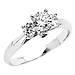 Three Stone Round Cut 14K White Gold  CZ Engagement Ring thumb 0