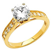 Round Cut 14K Yellow Gold CZ Engagement Ring
