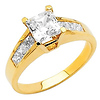 Princess Cut 14K Yellow Gold CZ Engagement Ring