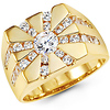 Sunburst 14K Yellow Gold CZ Ring