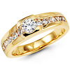 Round CZ 14K Yellow Gold Channel Set Band