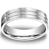 Three Row Satin 6mm 14k White Gold Wedding Band