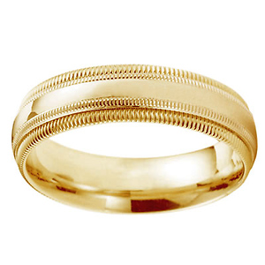 Double Milgrain 6mm 14k Yellow Gold Ring