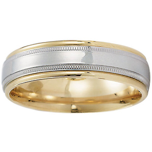 14k Milgrain Two Tone Gold Wedding Band