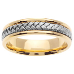 5.5mm Modern 14K Two Tone Gold White Braided Wedding Band