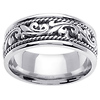 Men's 9mm Artisan Flourish 14K White Gold Wedding Band