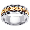 9.0mm 14K Two Tone Gold Flourish Art Deco Wedding Band for Men