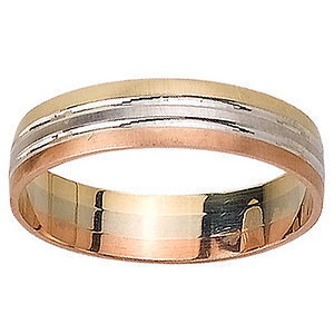 Triplet 5mm 14K Tri-Color Gold Wedding Band