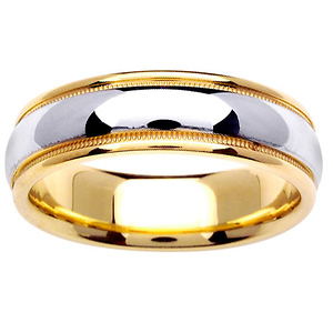 6.5mm Two Tone 14k Milgrain Ring