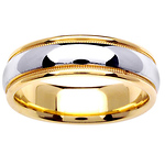 6.5mm Two Tone 14k Milgrain Ring