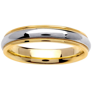 4.5mm Milgrain Domed 14K Two Tone Gold Wedding Band