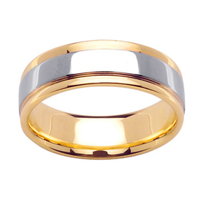 14k 7mm Two Tone Step Band