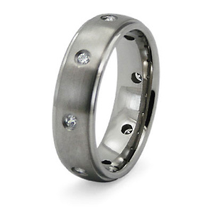 Bezel Set Round Titanium CZ Eternity Band