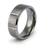 8mm Bar Carved Flat Titanium Wedding Band