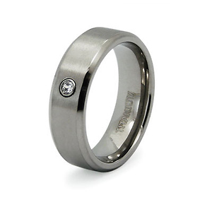 Solitaire CZ Titanium Promise Ring
