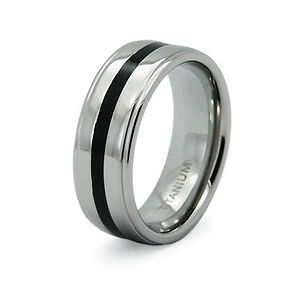 Step Edge Black Stripe Titanium Band