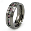 8mm Pink and White CZ Titanium Band