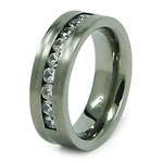 CZ Channel Set Titanium Wedding Band