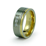 Gold Plated Three Stone CZ Titanium Wedding Ring
