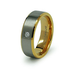 CZ Solitaire Gold Plated Titanium Wedding Band