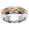 7mm Contemporary Yellow Woven Inlay 14K Two Tone Gold Wedding Band