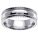 14K White Gold Carved Edge Milgrain Wedding Band thumb 0