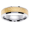 14K Two Tone Beveled Edge Textured Wedding Ring