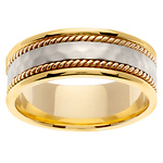 14K Two Tone Hammer Finish Wedding Ring