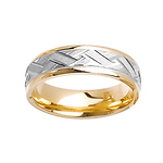 Weave Carved Finish 14K Two Tone Gold Wedding Band