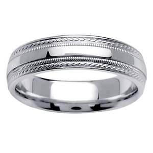 Designer Edge Milgrain 14K White Gold Band