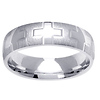 Cross Textured 14K White Gold Christian Wedding Ring