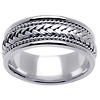 Handmade Woven Wedding Band with Cord in 14K White Gold 8mm