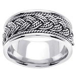 14K White Gold Weave and Braid Wedding Ring