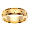 7mm 14K Yellow Gold Cross Christian Wedding Ring