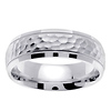 Hammer Finish 14K White Gold Milgrain Wedding Band