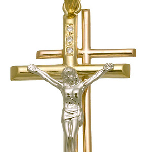 Tri Color Cubic Zirconia Crucifix