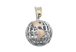 14k Two Tone World Globe Charm