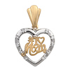 Two Tone CZ 'Number 1 Mom' Heart  Charm