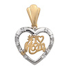 Two Tone CZ 'Number 1 Mom' Heart  Charm