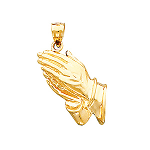 14k Yellow Gold Praying Hands Charm