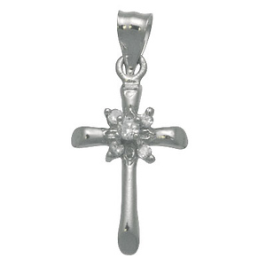 Fancy 14K White Gold Cubic Zirconia Cross