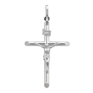 Fancy 14k White Gold Crucifix