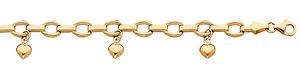 14k Yellow Gold Charm Heart Bracelet