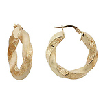 Greek Key Swirl Thick 14K Yellow Gold Hoop Earrings