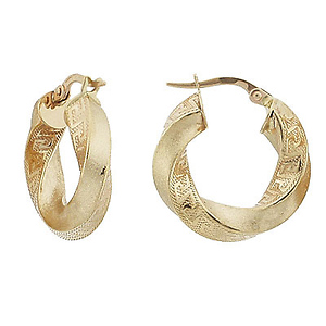 Thick Greek Key Swirl 14K Yellow Gold Hoop Earrings 20mm