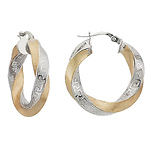 Two Tone Greek Key Swirl Earrings