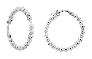 White Gold Beaded Hoops