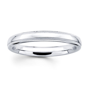 18k White Gold Benchmark 3mm Milgrain Wedding Ring
